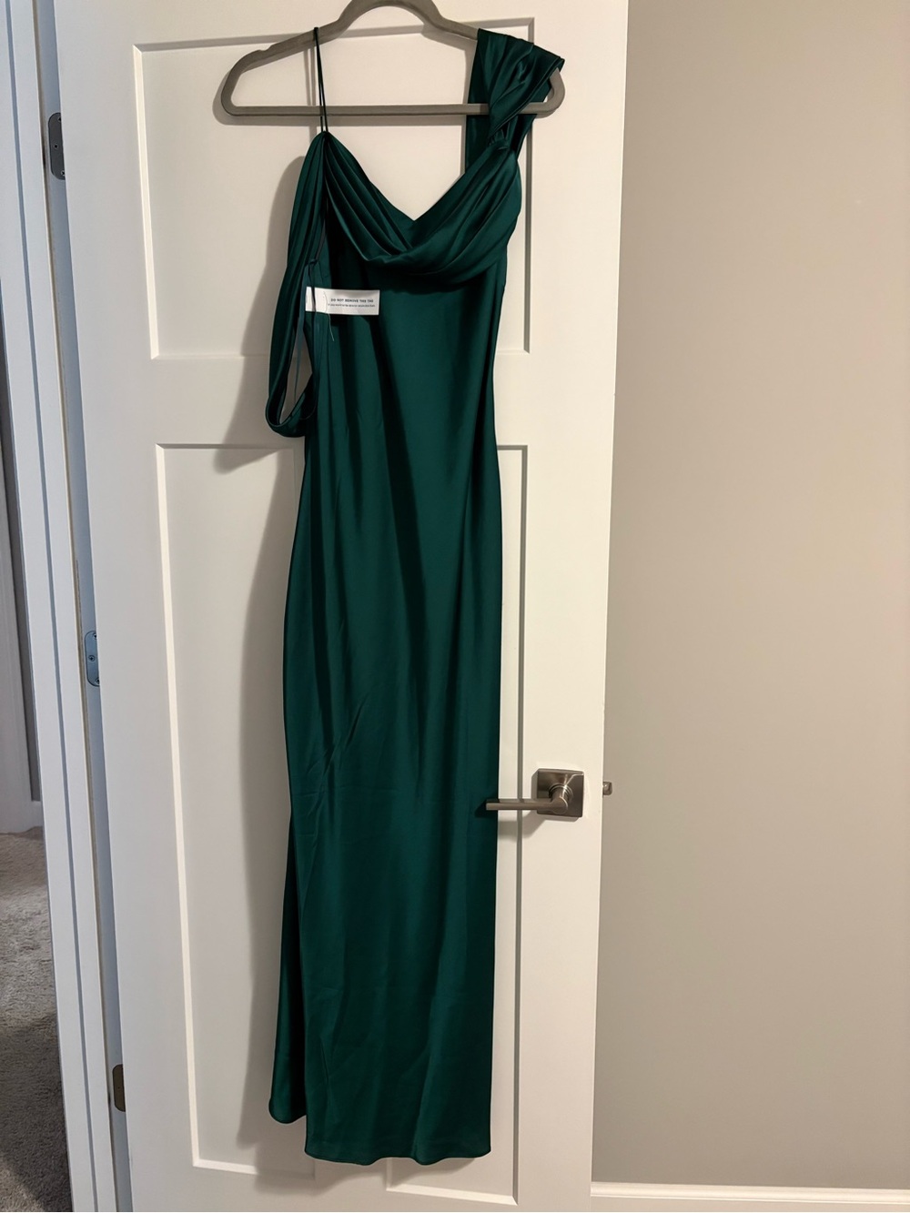 Fame and Partners Deep Green One-Shoulder Maxi Dress